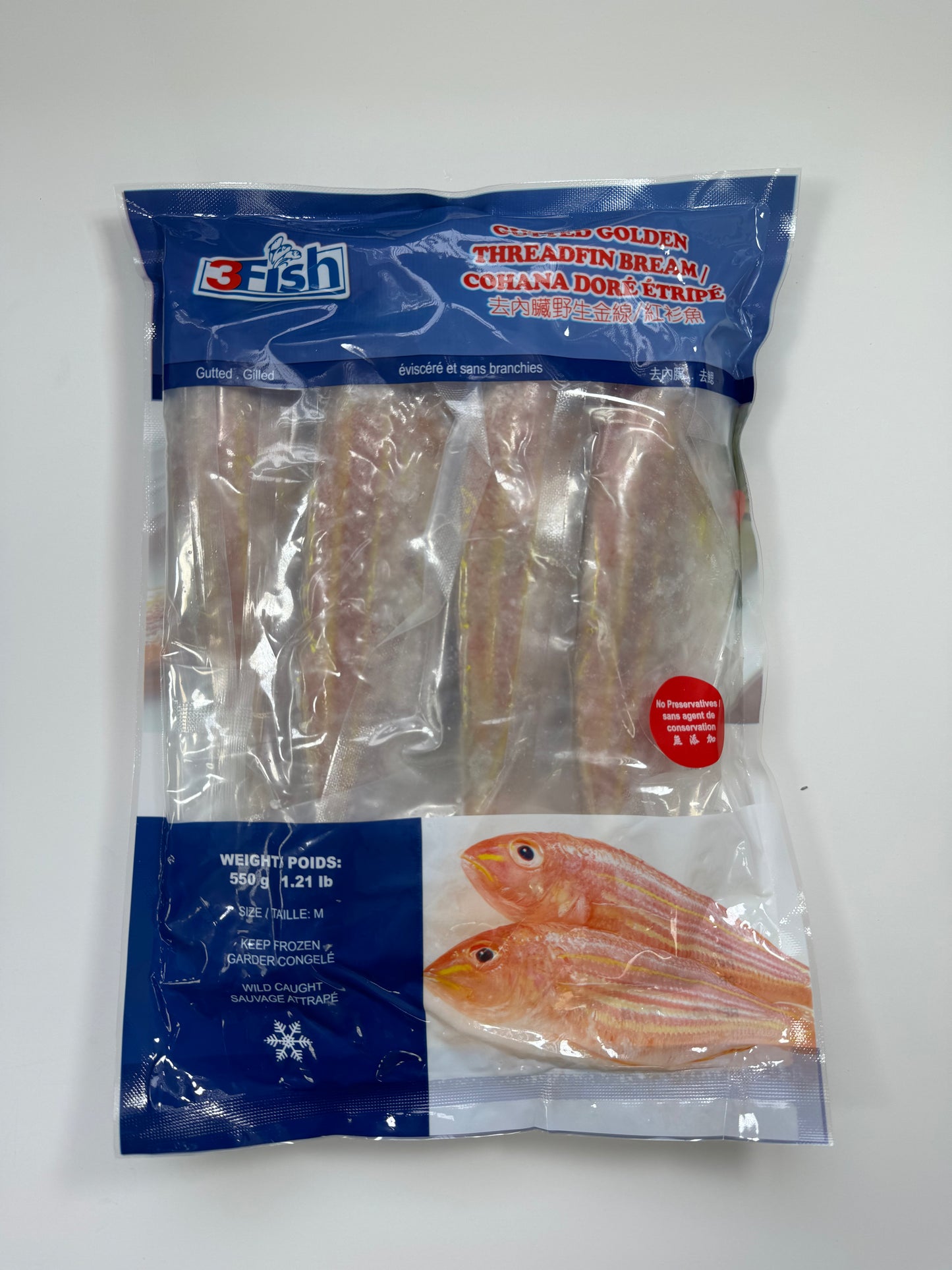 FROZEN GOLDEN THREADFIN BREAM (GUTTED & GILLED)